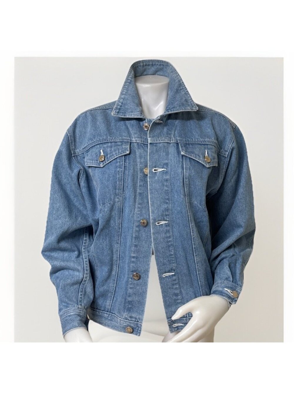 Vintage Gitano Jeans Jacket Womens M Bleach Distressed Denim Coat 80s New Wave